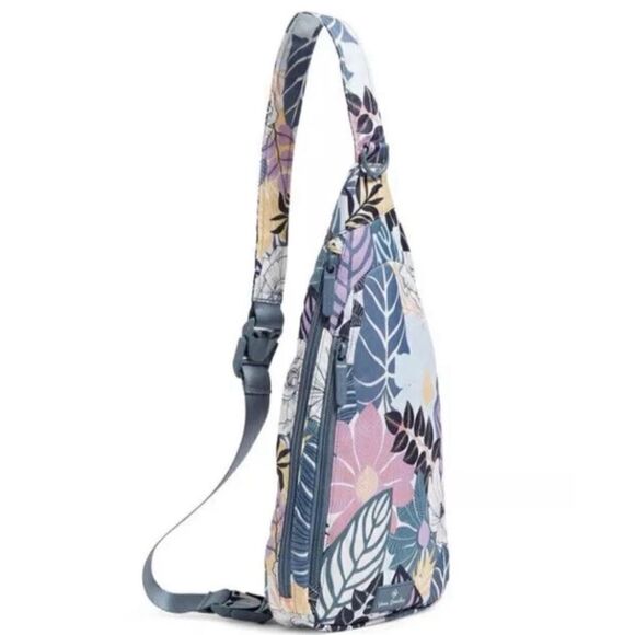 Vera Bradley Lighten Up Essential Sling Backpack Palm Floral NWOT